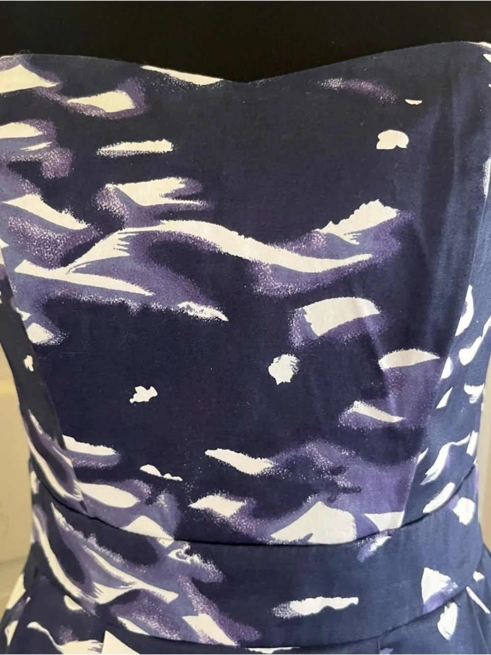 H&M Navy and White Strapless Fit-and-Flare Dress - Picture 7 of 14